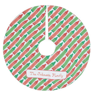 Personalisierte rote und grüne Krebse Polyester Weihnachtsbaumdecke