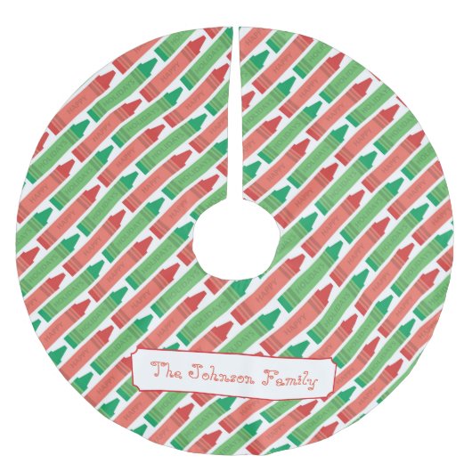 Personalisierte rote und grüne Krebse Polyester Weihnachtsbaumdecke (Vorderseite)