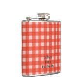 Personalisierte rote und Weiß überprüfte Retro Flachmann (Rechts)
