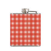 Personalisierte rote und Weiß überprüfte Retro Flachmann (Rückseite)