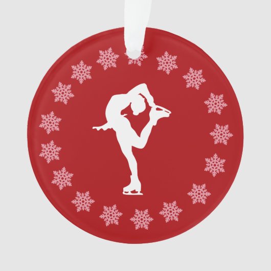 Personalisierte rote und weiße Schneeflocke-Zahl Ornament (Vorderseite)