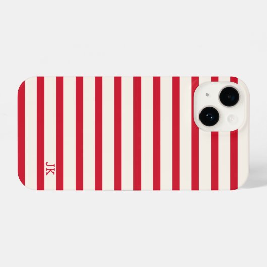 Personalisierte rote und weiße Streifen iPhone Hülle (Rückseite (Horizontal))