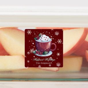 Personalisierte rote Weihnachts-Heiße-Schokolade-B Etiketten