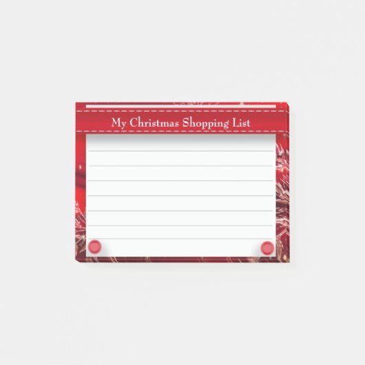 Personalisierte rote Weihnachtseinkaufsliste Post-it Klebezettel (Vorderseite)