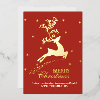 Personalisierte rote Weihnachtskarte mit Goldfolie Folien Feiertagskarte