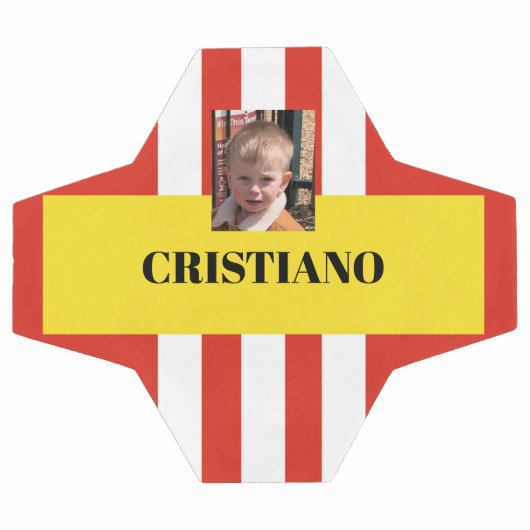 Personalisierte, rote, weiße und gelbe Geschenke Fußball (Flach)