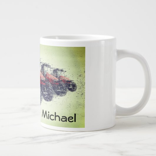 Personalisierte rote Zuchtschlepper in einer Reihe Jumbo-Tasse (Rechts)