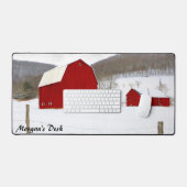 Personalisierte Rothähne in der Schneefarm Schreibtischunterlage (Tastatur & Maus)