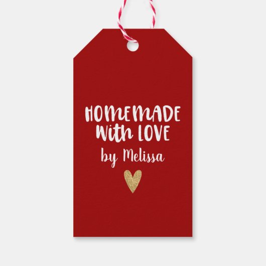 Personalisierte Rothemade mit Liebe Herz Geschenkanhänger (Rückseite)