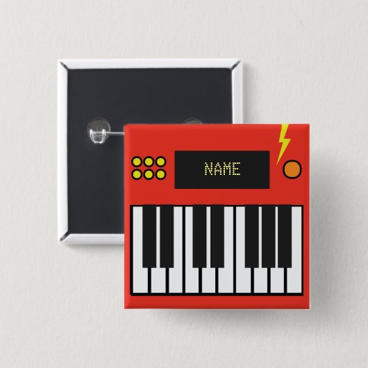 Personalisierte rötliche Orange-Keyboard-Musik Button (Vorne & Hinten)