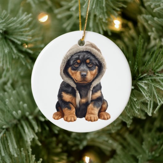 Personalisierte Rottweiler Hunde Kunst Keramik Ornament (Baum)