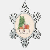Personalisierte Rotwild Schneeflocken Zinn-Ornament (Rechts)