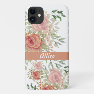 Personalisierte Rouge-Wasserfarben-Rosen Boho-Chic Case-Mate iPhone Hülle