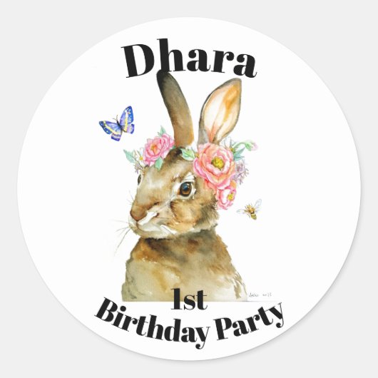 Personalisierte Round Stickers - Miss Hare (Vorderseite)