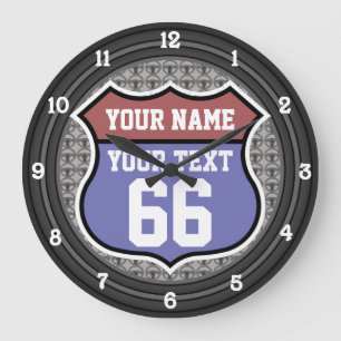 Personalisierte Route 66 Große Wanduhr