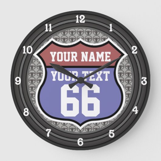 Personalisierte Route 66 Große Wanduhr (Vorderseite)