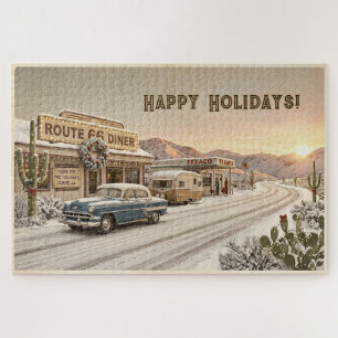 Personalisierte Route 66-Weihnachtschallenge Puzzle