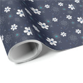 Personalisierte Royal Blue Floral Geschenkpapier (Rolleneckpunkt)