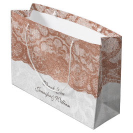 Personalisierte Royal Wedding Blush Pink Gold Lace Große Geschenktüte