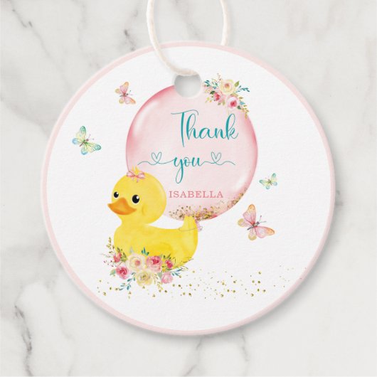 Personalisierte Rubber Ducky Girl First Gevor Tags Geschenkanhänger (Vorderseite)