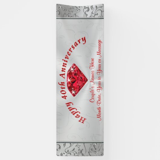 Personalisierte Ruby 40th Anniversary Banner (Vertikal)