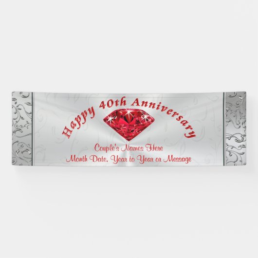 Personalisierte Ruby 40th Anniversary Banner (Horizontal)