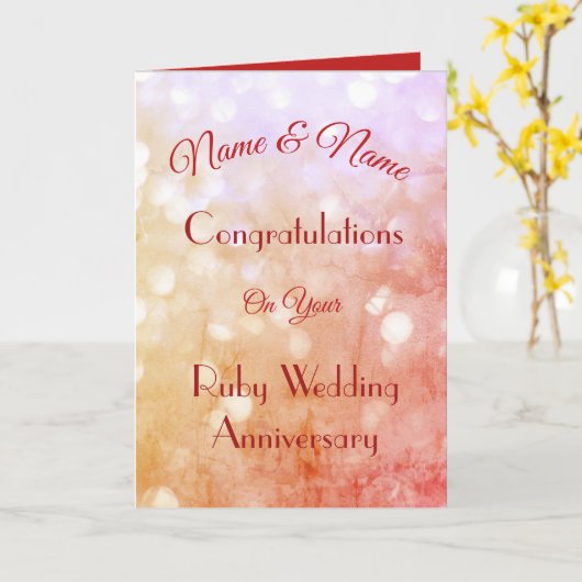 Personalisierte Ruby Anniversary Grußkarte. Karte (Gelbe Blume)