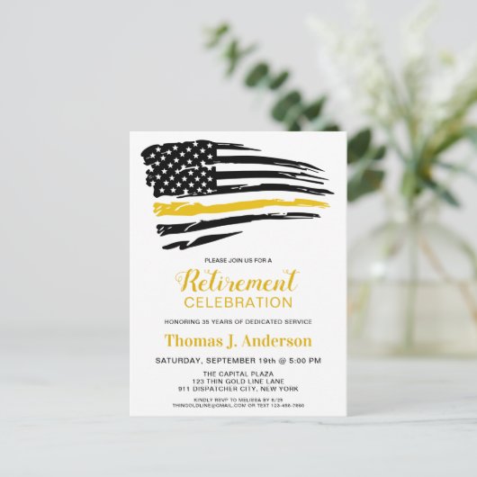 Personalisierte Rückgabe von Thin Gold Line Einladungspostkarte (Stehend Vorderseite)