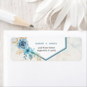 Personalisierte Rücksendeadresse Elegante Blaue Bl (Insitu)