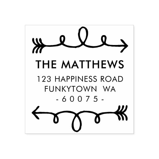 PERSONALISIERTE RÜCKSENDEADRESSE, geschwungener Pf Gummistempel (Prägung)