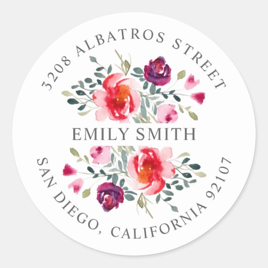 Personalisierte Rücksendeadresse I Botanisches Mot Runder Aufkleber (Vorderseite)