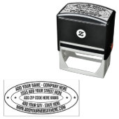 Personalisierte Rücksendeadresse Ovale Briefmarke Permastempel (Beispiel)