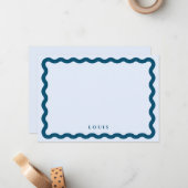 Personalisierte Rückwärtskarte für Wavy Frame Blue Mitteilungskarte (Vorderseite/Rückseite Beispiel)