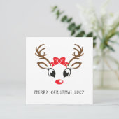 Personalisierte Rudolf Weihnachtskarte Feiertagskarte (Stehend Vorderseite)