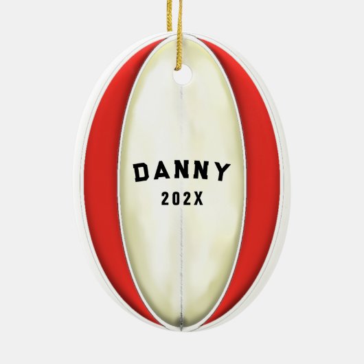 Personalisierte Rugby Gift Keramik Ornament (Hinten)