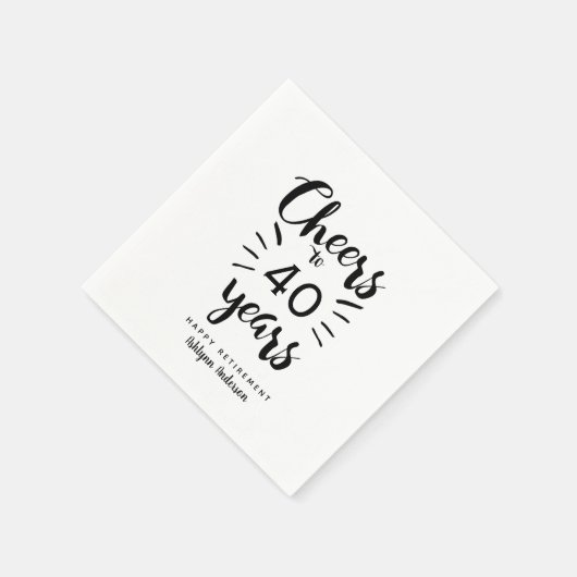 Personalisierte Ruheständler in Weiß und Schwarz Serviette (Ecke)