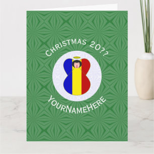 Personalisierte rumänische Engel-Weihnachtsflagge  Karte