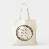 Personalisierte runde Blumenrahmen-Tasche Tragetasche (Rückseite)