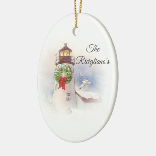 Personalisierte Runde Keramik Leuchtturm Ornament (Links)