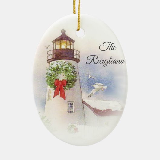 Personalisierte Runde Keramik Leuchtturm Ornament (Hinten)