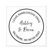 Personalisierte runde Rücksendeadresse Hochzeit Permastempel (Design)