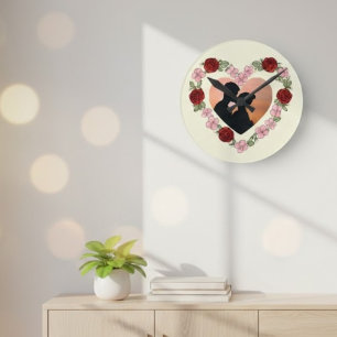Personalisierte Runde Uhr – Florales Herz