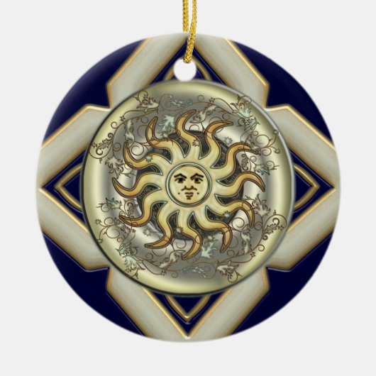 Personalisierte runde Verzierung Sun Keramik Ornament (Vorne)