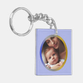 Personalisierte Runde zwei Fotos, Blue Silver & Go Schlüsselanhänger (Vorderseite links)