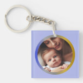 Personalisierte Runde zwei Fotos, Blue Silver & Go Schlüsselanhänger (Vorderseite)
