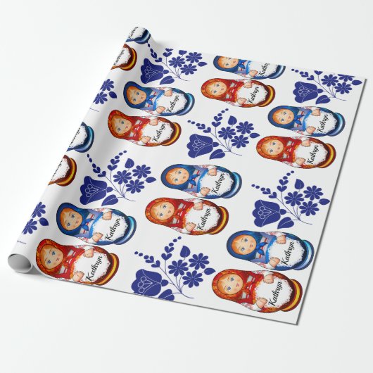 Personalisierte russische Matryoshka-Dollars Geschenkpapier (Ungerollt)
