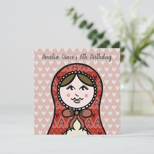 Personalisierte russische Puppe Matryoshka Einladu (Stehend Vorderseite)