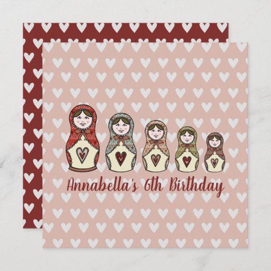 Personalisierte russische Puppe Matryoshka Einladu (Vorne/Hinten)
