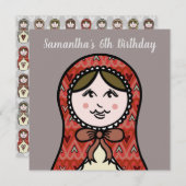 Personalisierte russische Puppe Matryoshka Einladu (Vorne/Hinten)