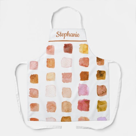 Personalisierte Rust Watercolor Artist Schürze (Vorderseite)